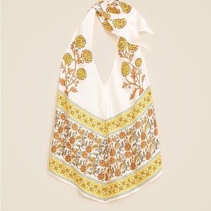 J. Crew Open-back halter top in sunset rose block print